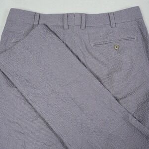 Pal Zileri Lab Mens Purple Seersucker Micro Check Slim Fit Cotton Trousers 33x30
